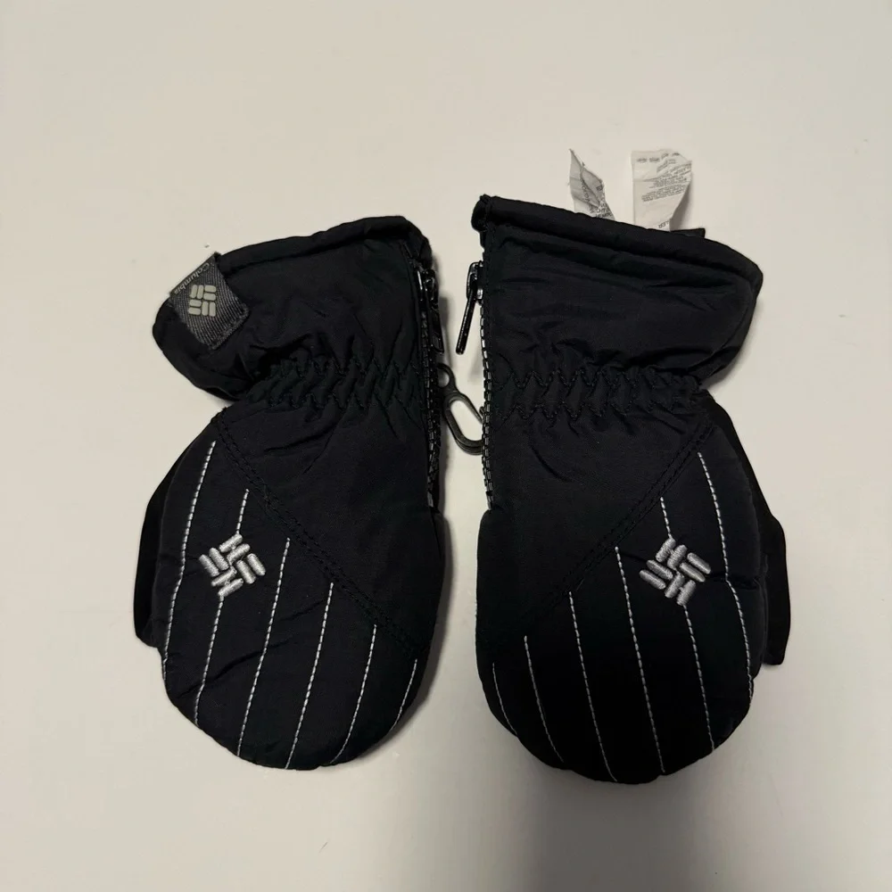 Columbia Black Mittens with Logo